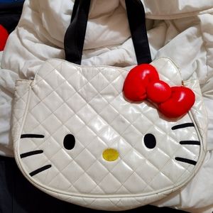 Hello Kitty face quilted tote bag